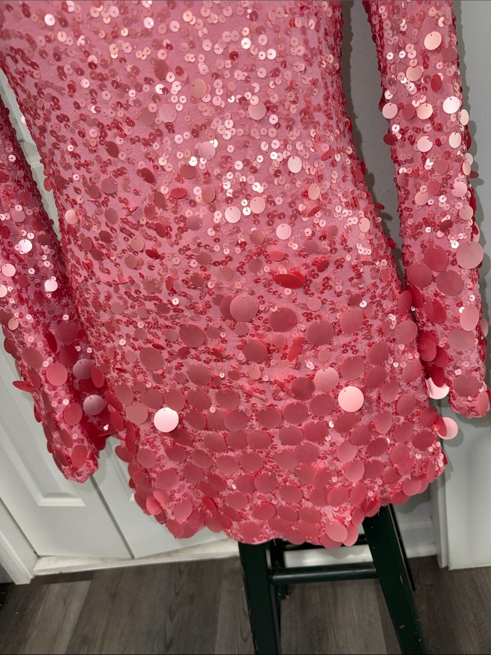 RARE LoveShackFancy Lightning bell-sleeve sequined mini dress - Picture 7 of 10
